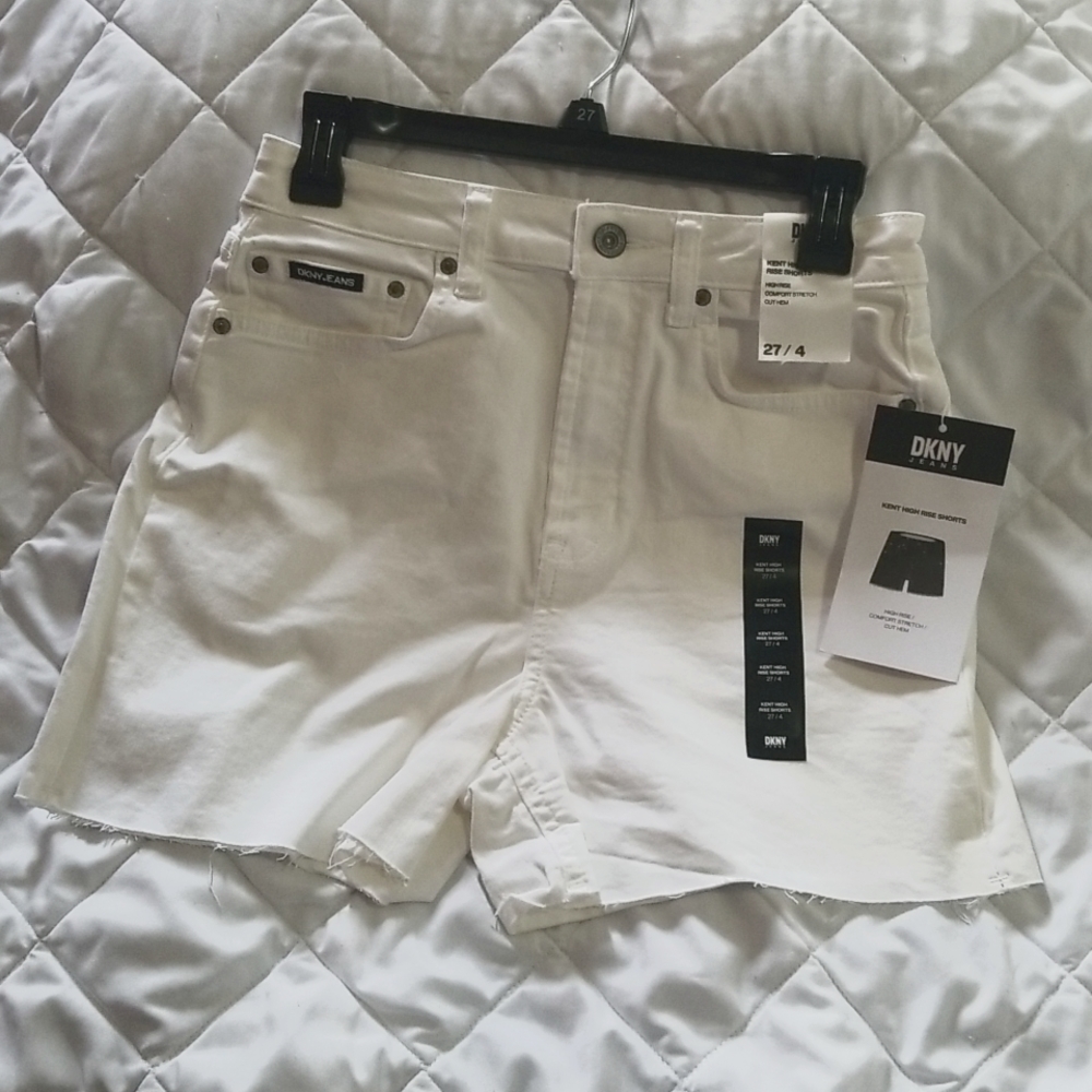 DKNY Kent Womens Frayed Hem High Rise Denim Shorts